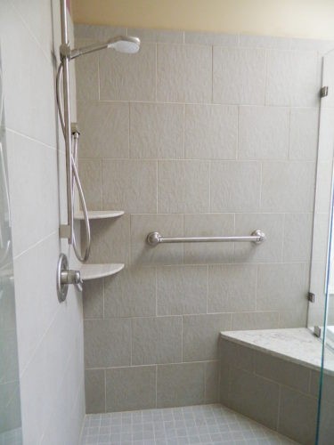 corner shower seat with grab bars