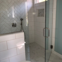 white curbless shower