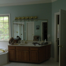 before-built-in oak vanities