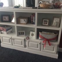 custom-designed and built book case with shelves and doors