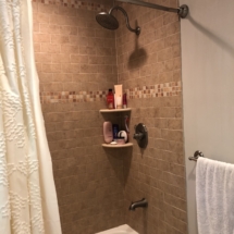Before- old brown shower tile