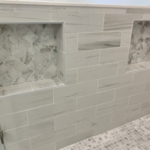 Marble arabesque accent tile