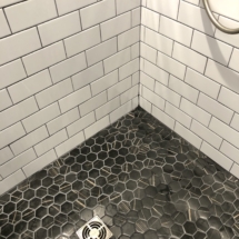 Black hex shower floor