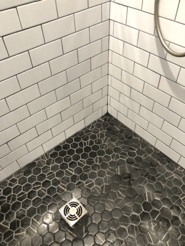 Black hex shower floor