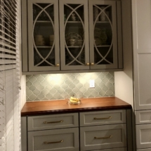 cherry counter with under-cabinet lighting